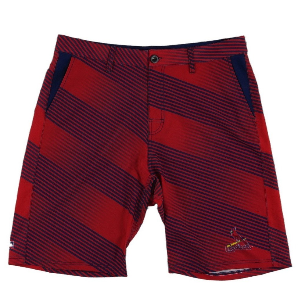 MLB St Louis Cardinals Shorts Men's Size 36 Red Navy Striped Board Shorts‎
